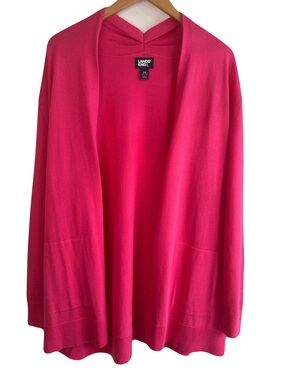 Lands' End Open-Front Cardigan Sweater - Bright Pink 2X
